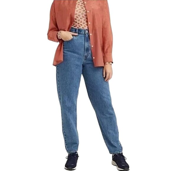 LEVI'S X FREE PEOPLE High Loose Tapered Jeans Hold My Purse Med Blue Wash - Picture 3 of 15